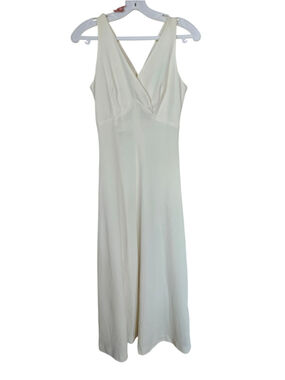 Tony Todd Maxi Dress Ivory Cream V-Neck Vintage 70s Minimalist Boho XS, 0 EUC